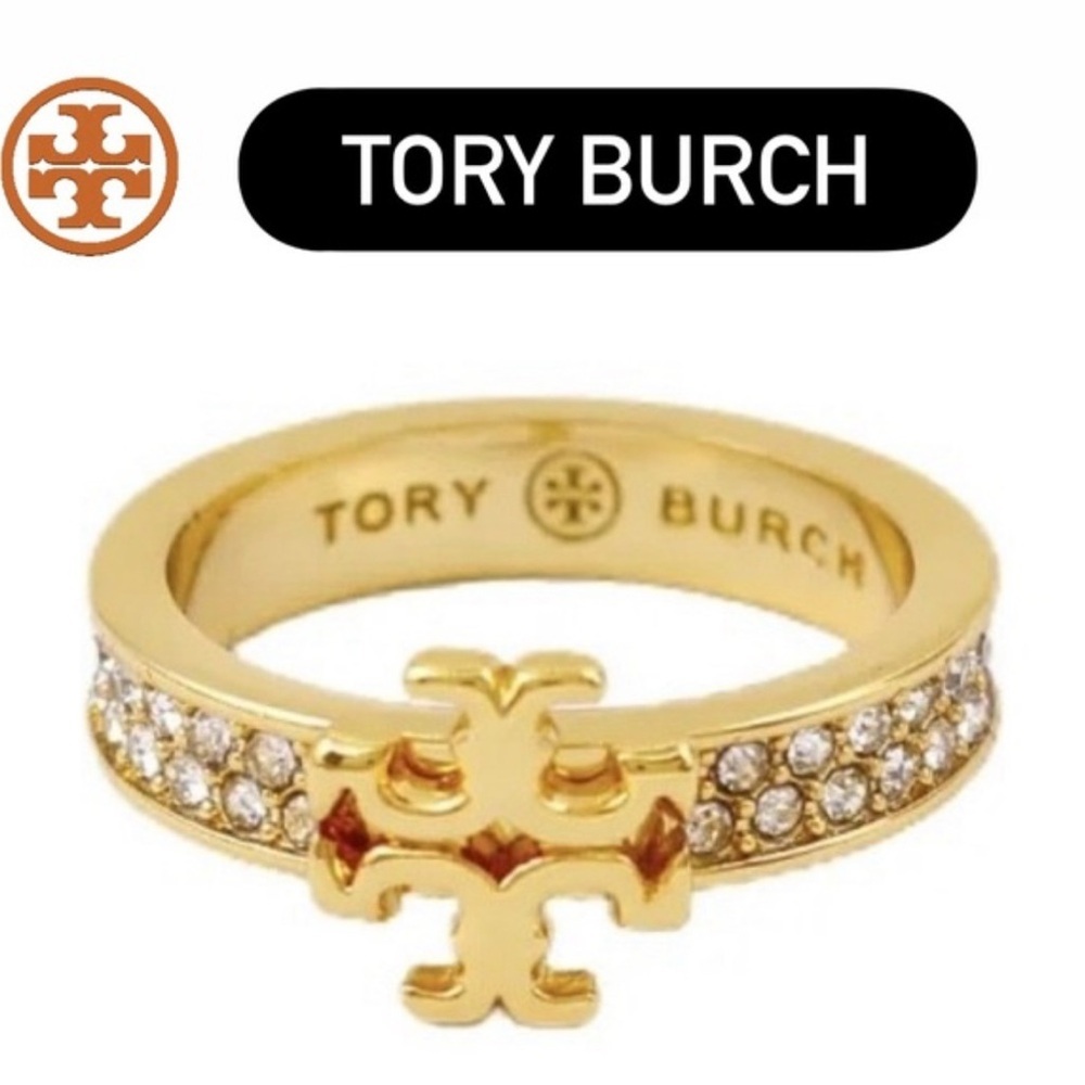 Tory Burch Gold Crystal-Embellished Ring NWT